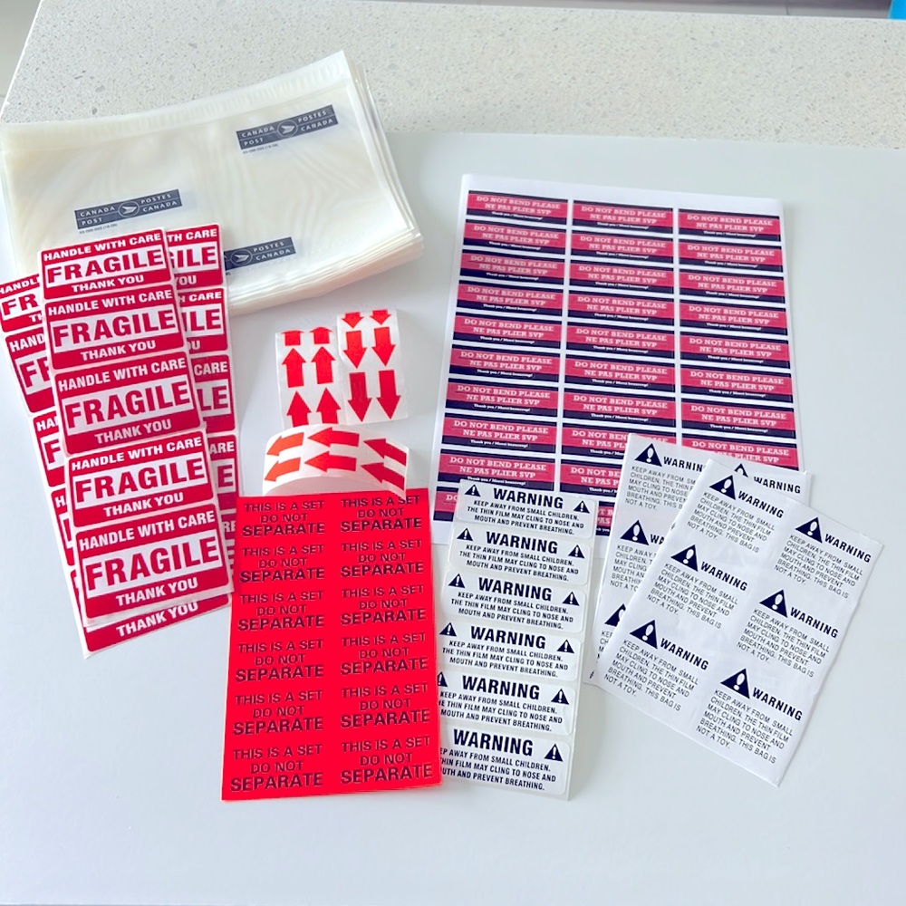 105 pcs Warning Stickers Do Not Bend Fragile Handle with Care & more